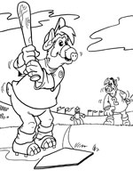 Coloriage de Alf joue au baseball