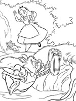 Coloriage de Alice et le lapin blanc