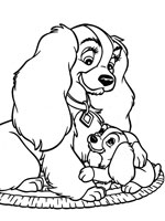 Coloriage de Lady et son bébé