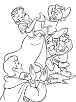 Coloriage de Simplet et Timide avec Blanche-Neige