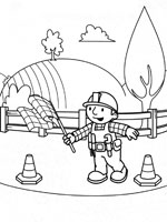 Coloriage de Bob sur un chantier