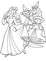 Coloriage de Aurore, Flora, Pimprenelle, Pâquerette