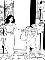 Coloriage de Esmeralda et Quasimodo