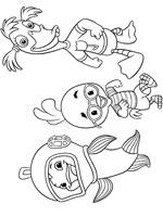 Coloriage de Fish, Chicken et Abby