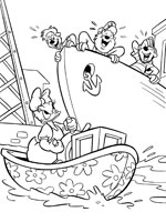 Coloriage de Daisy sur son bateau