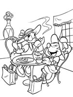 Coloriage de Daisy et Minnie boivent le thé