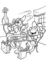 Coloriage de Daisy et Minnie boivent le thé