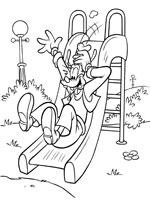 Coloriage de Dingo sur un toboggan