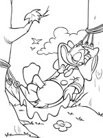 Coloriage de Donald fait la sieste sur son hamac