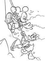 Coloriage de Donald et Mickey font de l'alpinisme