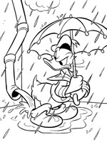 Coloriage de Donald sous la pluie