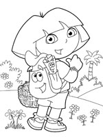 Coloriage de Dora avec Sakado et la carte