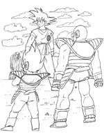 Coloriage de Sangoku, Nappa et Vegeta