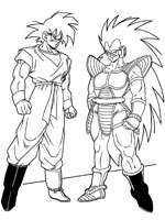 Coloriage de Sangoku et Raditz