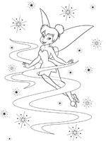Coloriage de Fée Clochette dans les étoiles