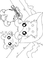 Coloriage de Hamtaro, Babos et Bijou