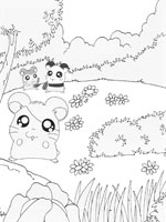 Coloriage de Hamtaro, Panda et Topla