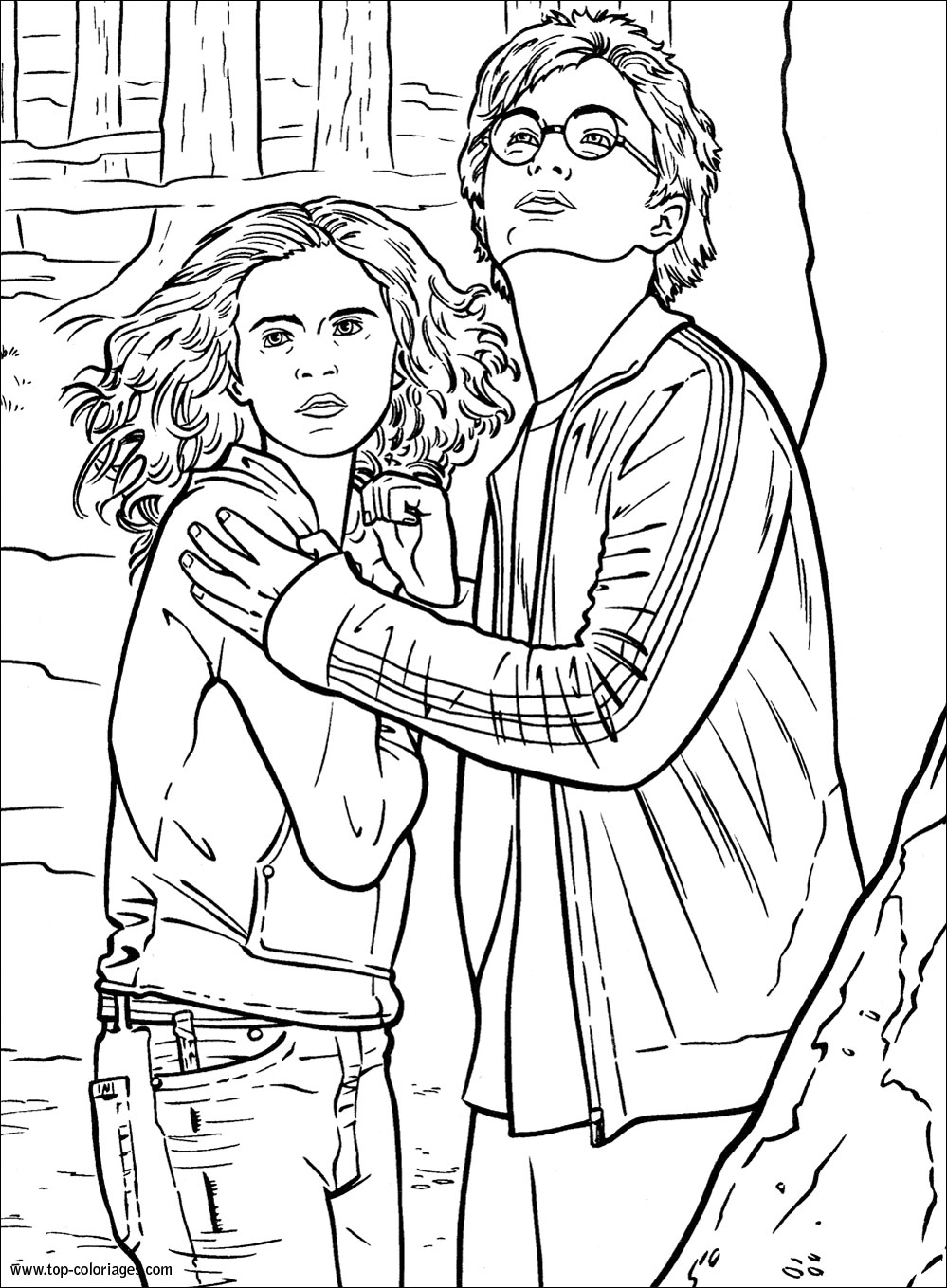 Coloriage Harry Hermione And Ron Dessin Harry Potter à imprimer