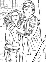 Coloriage de Hermione et Harry Potter