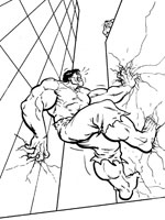 Coloriage de Hulk doit escalader