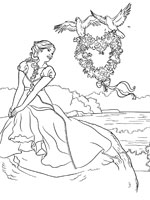 Coloriage de Giselle avec des fleurs