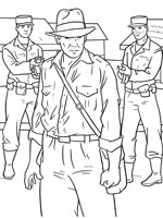 Coloriage de Indiana Jones entouré de gardes