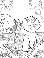 Coloriage de Marty et Alex dans la jungle