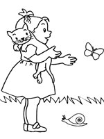 Coloriage de Mimi Cracra et son chat