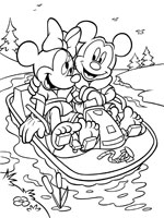 Coloriage de Minnie et Mickey font du pédalo