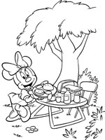 Coloriage de Minnie prépare le pique-nique