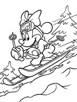 Coloriage de Minnie fait du ski