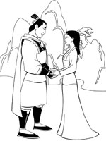 Coloriage de Shang et Mulan