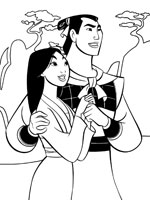 Coloriage de Mulan et Shang