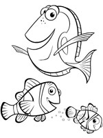 Coloriage de Dory, Marin et Nemo