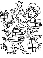 Coloriage de Cadeaux et lutins