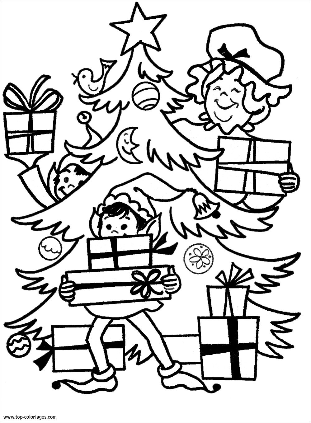 Coloriage n°452 - Cadeaux Lutins de Noël Noël