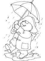 Coloriage de Paddington sous la pluie