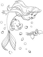 Coloriage de Ariel, Polochon et Sébastien