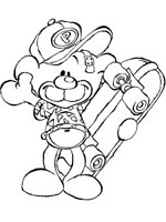 Coloriage de Pimboli fait du skate