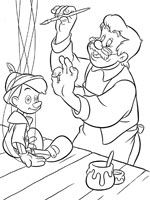 Coloriage de Geppetto et Pinocchio