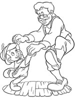 Coloriage de Pinocchio et Geppetto dansent