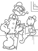 Coloriage de Popeye et Mimosa