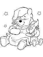 Coloriage de Porcinet et Winnie font dodo