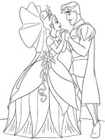 Coloriage de Tiana et Naveen amoureux