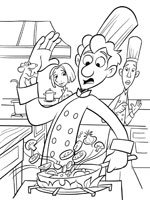 Coloriage de Rémy dans la manche de Linguini
