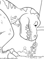 Coloriage de Un dinosaure attaque Lewis