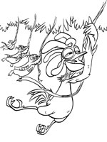 Coloriage de Chicken Joe dans les lianes