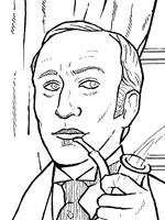 Coloriage de Sherlock Holmes et sa célèbre pipe