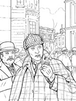 Coloriage de Sherlock et Watson sur Regent Street