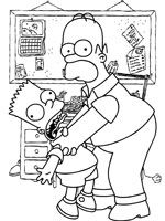 Coloriage de Bart et Homer